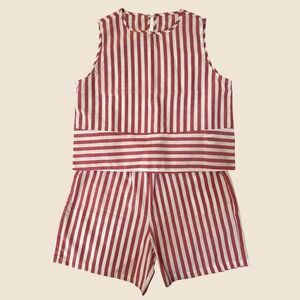 Emery Rose Striped Short Set L Red White Sleeveless Top‎ High Waist Shorts Beach